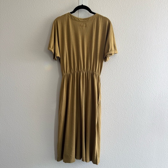 Pact Fennel The Portside Organic Cotton Linen Front Button Dress V Neck - Picture 5 of 15